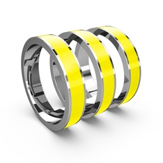 Mineli Simplon Yüzük - 18 ayar beyaz altın yüzük (Sarı mineli) #1uxjbct