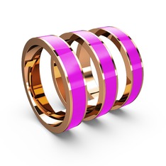 925 ayar rose altın kaplama gümüş yüzük (Neon pembe mineli)
