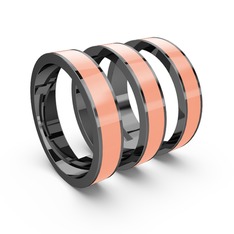 Mineli Simplon Yüzük - 925 ayar siyah rodyum kaplama gümüş yüzük (Pastel pembe mineli) #ekstth