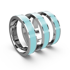 14 ayar beyaz altın yüzük (Pastel mavi mineli)