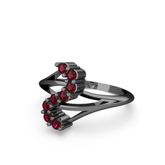 Rodolit garnet 925 ayar siyah rodyum kaplama gümüş yüzük