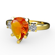 Tria Yüzük - Sitrin ve pırlanta 14 ayar altın yüzük (0.22 karat) #10sw2hb