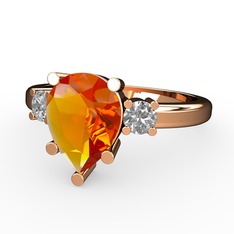 Sitrin ve swarovski 14 ayar rose altın yüzük