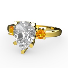 Tria Yüzük - Swarovski ve sitrin 925 ayar altın kaplama gümüş yüzük #12nfzsh