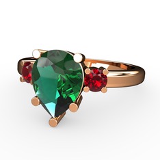 Yeşil kuvars ve garnet 14 ayar rose altın yüzük