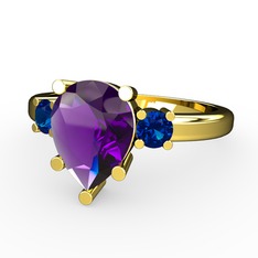 Tria Yüzük - Ametist ve lab safir 925 ayar altın kaplama gümüş yüzük #17ijs5a