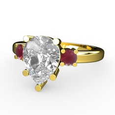 Tria Yüzük - Swarovski ve kök yakut 14 ayar altın yüzük #18sg76w