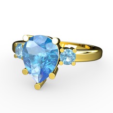 Tria Yüzük - Akuamarin 18 ayar altın yüzük #19hr4cg