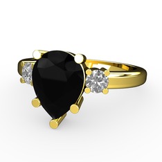 Tria Yüzük - Siyah zirkon ve swarovski 925 ayar altın kaplama gümüş yüzük #1d5wxqq
