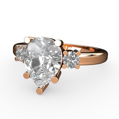 Swarovski ve pırlanta 925 ayar rose altın kaplama gümüş yüzük (0.22 karat)