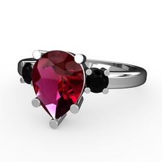 Rodolit garnet ve siyah zirkon 925 ayar gümüş yüzük