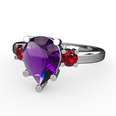Tria Yüzük - Ametist ve garnet 925 ayar gümüş yüzük #1j49ref