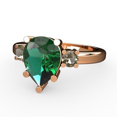 Yeşil kuvars ve dumanlı kuvars 8 ayar rose altın yüzük