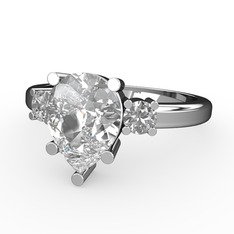 Swarovski ve pırlanta 14 ayar beyaz altın yüzük (0.22 karat)