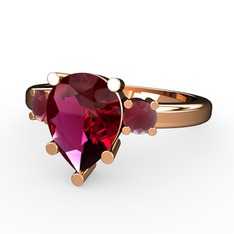 Tria Yüzük - Rodolit garnet ve kök yakut 925 ayar rose altın kaplama gümüş yüzük #1n6rfem