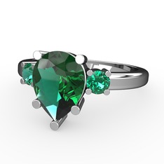 Tria Yüzük - Yeşil kuvars 8 ayar beyaz altın yüzük #1p9j8c5