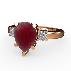 Tria Yüzük - Kök yakut ve swarovski 14 ayar rose altın yüzük #1pqjgz2
