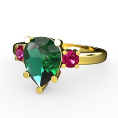 Yeşil kuvars ve rodolit garnet 925 ayar altın kaplama gümüş yüzük