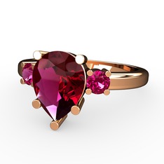 Tria Yüzük - Rodolit garnet 18 ayar rose altın yüzük #1tiuhkn