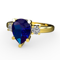 Tria Yüzük - Lab safir ve pırlanta 14 ayar altın yüzük (0.22 karat) #1v6k6xz