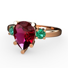 Rodolit garnet ve yeşil kuvars 18 ayar rose altın yüzük