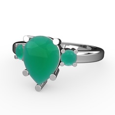 Tria Yüzük - Kök zümrüt 8 ayar beyaz altın yüzük #1v9tddx