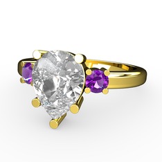 Tria Yüzük - Swarovski ve ametist 8 ayar altın yüzük #1ybwbl7