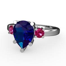 Lab safir ve rodolit garnet 925 ayar gümüş yüzük