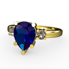 Tria Yüzük - Lab safir ve dumanlı kuvars 8 ayar altın yüzük #2p1foe