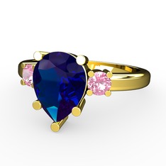 Lab safir ve pembe kuvars 8 ayar altın yüzük
