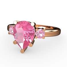 Tria Yüzük - Pembe kuvars 8 ayar rose altın yüzük #60yoha