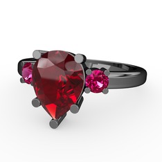 Garnet ve rodolit garnet 925 ayar siyah rodyum kaplama gümüş yüzük