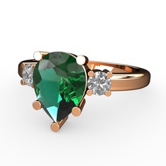 Yeşil kuvars ve swarovski 925 ayar rose altın kaplama gümüş yüzük