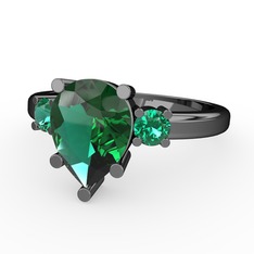 Tria Yüzük - Yeşil kuvars 925 ayar siyah rodyum kaplama gümüş yüzük #7w7m1v