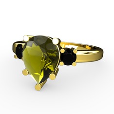 Tria Yüzük - Peridot ve siyah zirkon 8 ayar altın yüzük #872kpx