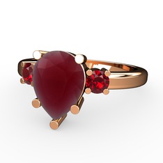 Tria Yüzük - Kök yakut ve garnet 14 ayar rose altın yüzük #bjbe0z