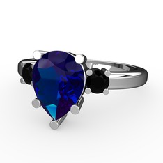 Tria Yüzük - Lab safir ve siyah zirkon 8 ayar beyaz altın yüzük #bojgtv