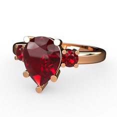 Tria Yüzük - Garnet 18 ayar rose altın yüzük #dtsk5f