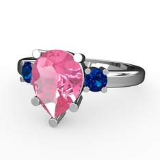 Tria Yüzük - Pembe kuvars ve lab safir 925 ayar gümüş yüzük #eydv94