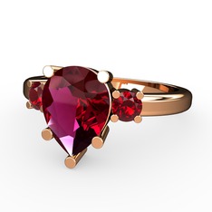 Tria Yüzük - Rodolit garnet ve garnet 14 ayar rose altın yüzük #fpht9z