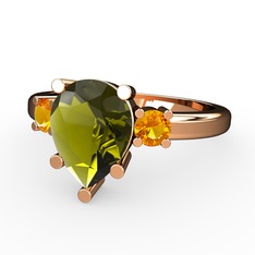 Tria Yüzük - Peridot ve sitrin 18 ayar rose altın yüzük #gmsoxj
