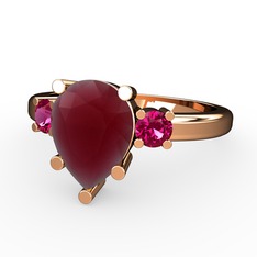 Kök yakut ve rodolit garnet 14 ayar rose altın yüzük