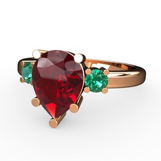 Tria Yüzük - Garnet ve yeşil kuvars 18 ayar rose altın yüzük #jnfqfp