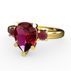 Tria Yüzük - Rodolit garnet ve kök yakut 18 ayar altın yüzük #k2w6a0