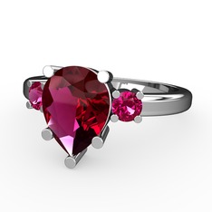 Tria Yüzük - Rodolit garnet 14 ayar beyaz altın yüzük #kxrjmv