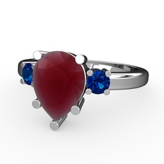 Tria Yüzük - Kök yakut ve lab safir 925 ayar gümüş yüzük #n2gn1u