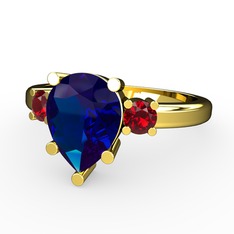 Tria Yüzük - Lab safir ve garnet 14 ayar altın yüzük #nd2l0g