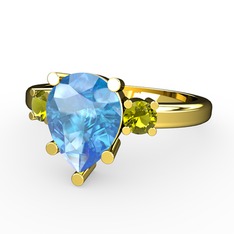 Akuamarin ve peridot 8 ayar altın yüzük