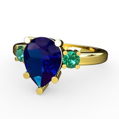 Tria Yüzük - Lab safir ve yeşil kuvars 925 ayar altın kaplama gümüş yüzük #q5qbe6