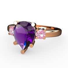 Tria Yüzük - Ametist ve pembe kuvars 18 ayar rose altın yüzük #qy0srx